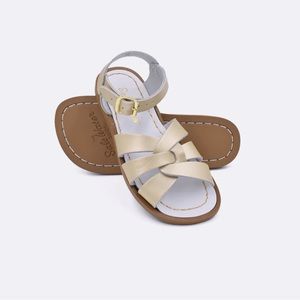 EUC Girls Salt Water Leather Sandals Champagne Gold Size 12